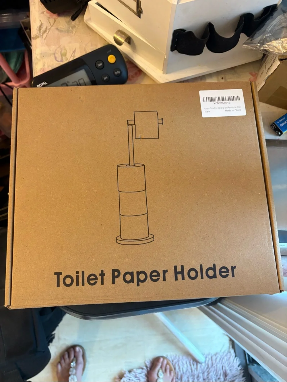 New Open Box FreeStanding Toilet Paper Holder Stand, Stainless Steel Tissue Roll